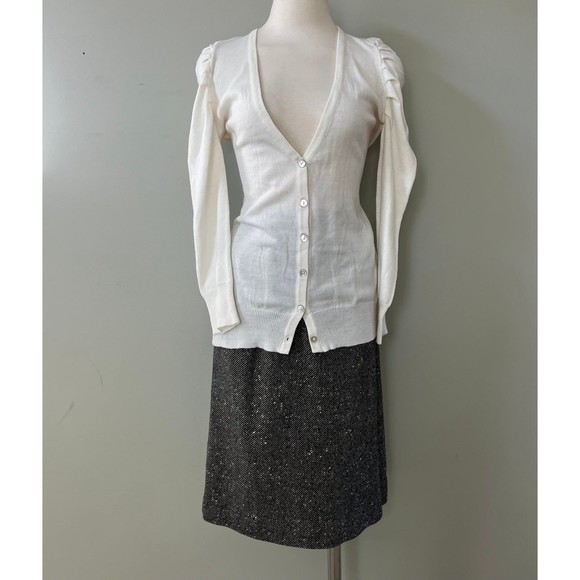 Ivory Long Sleeve Button Front Women’s Sweater Top Shirt szM by Allison Brittney - Picture 3 of 11